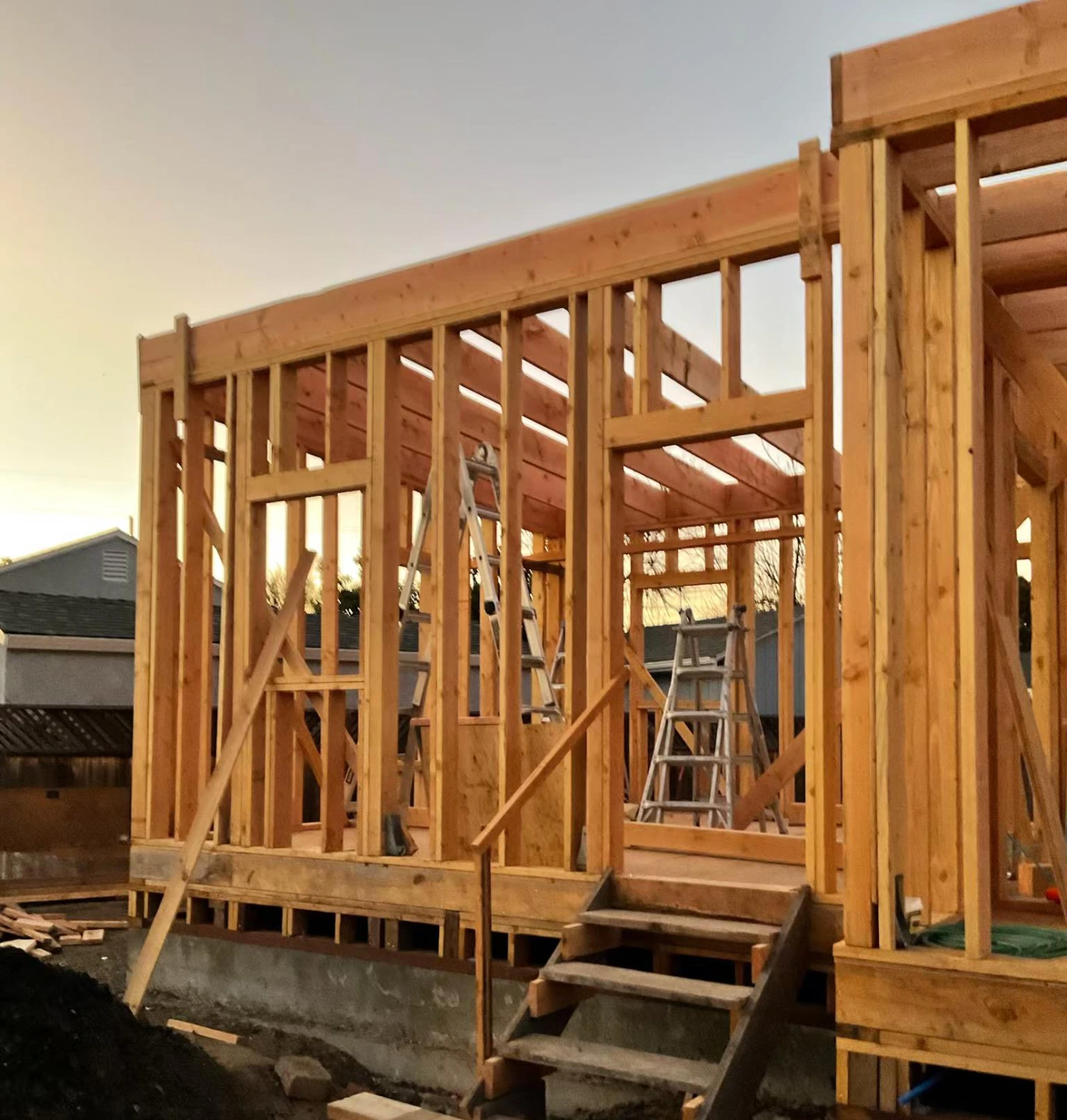 frame of ADU built by Integrity Home Construction